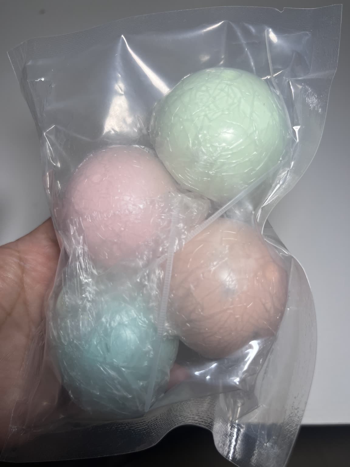 Bag of four pastel 4 cm handmade clay squishy balls