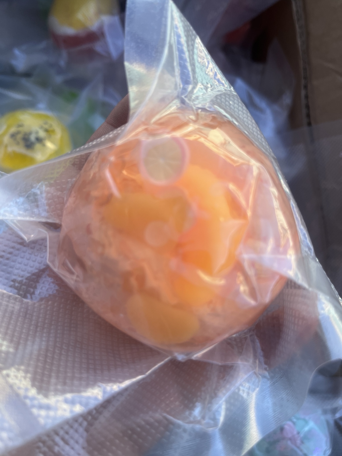 Peach translucent premium handmade squishy ball