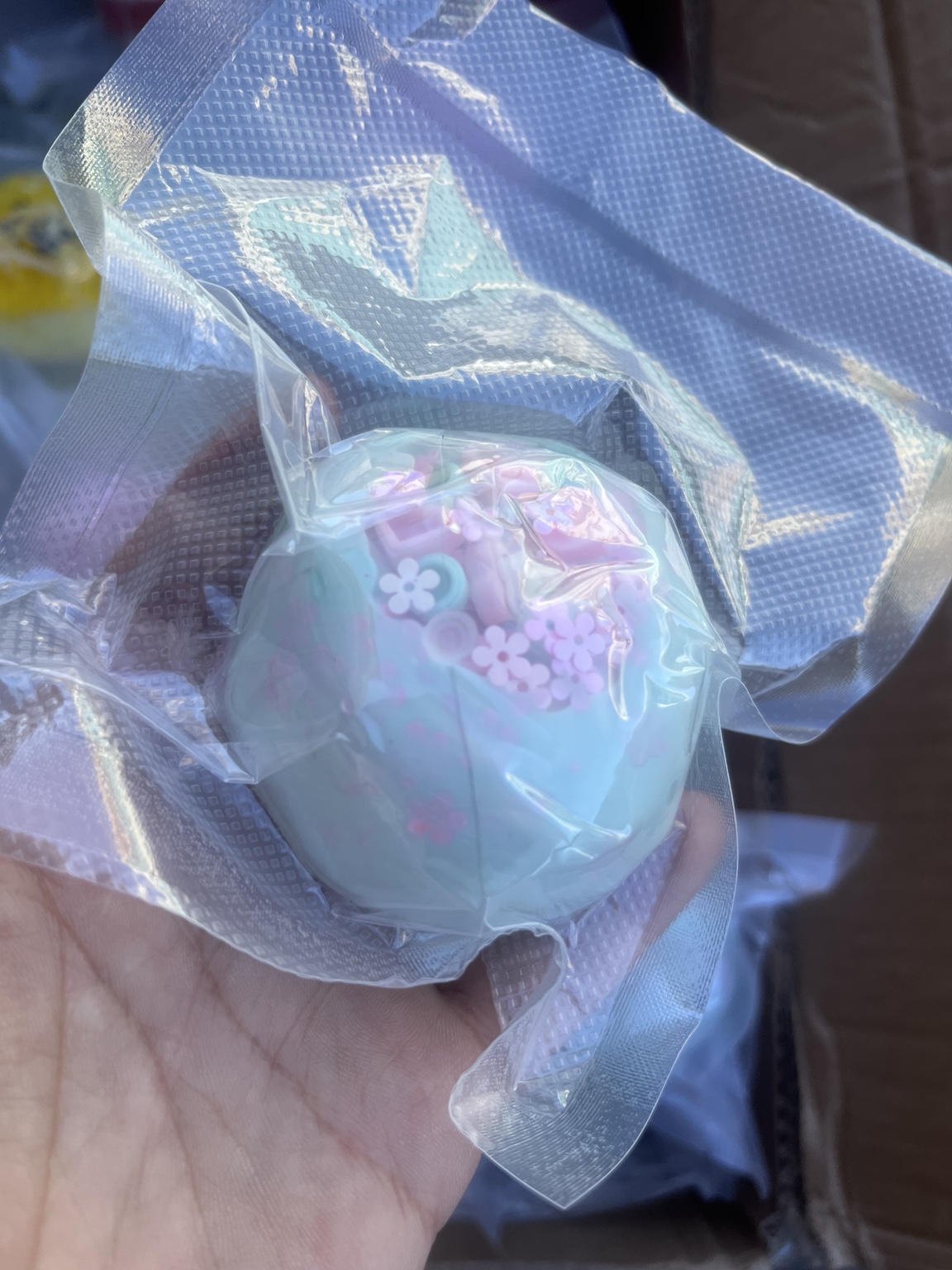 Blue floral premium handmade squishy ball