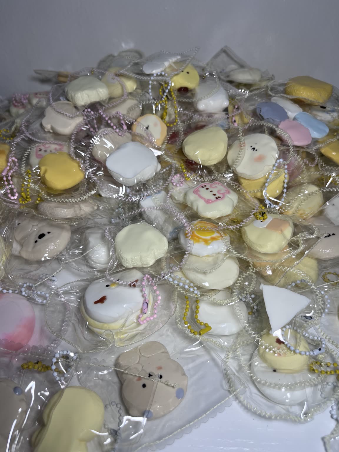 Assorted handmade stitched-edge mini squishy keychains
