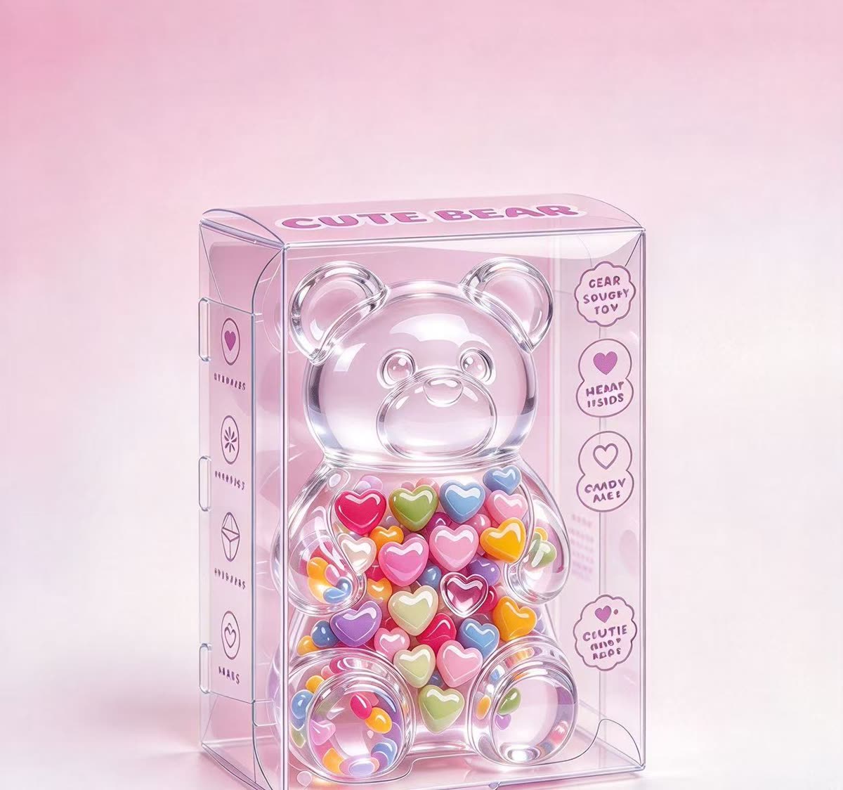 Clear CUTE BEAR Transparent Heart Bear Squishy