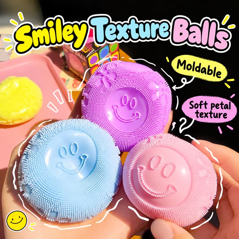 Colorful crunchy smiley texture ball squishies